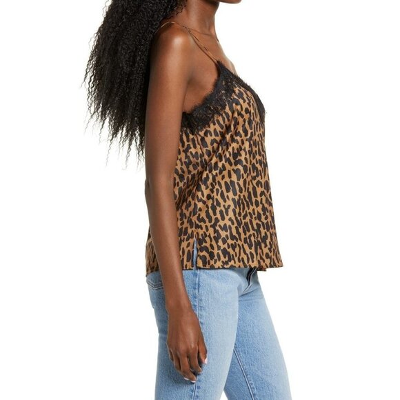 BP. Animal Print Lace Trim Satin Camisole Tank Top - Picture 3 of 5